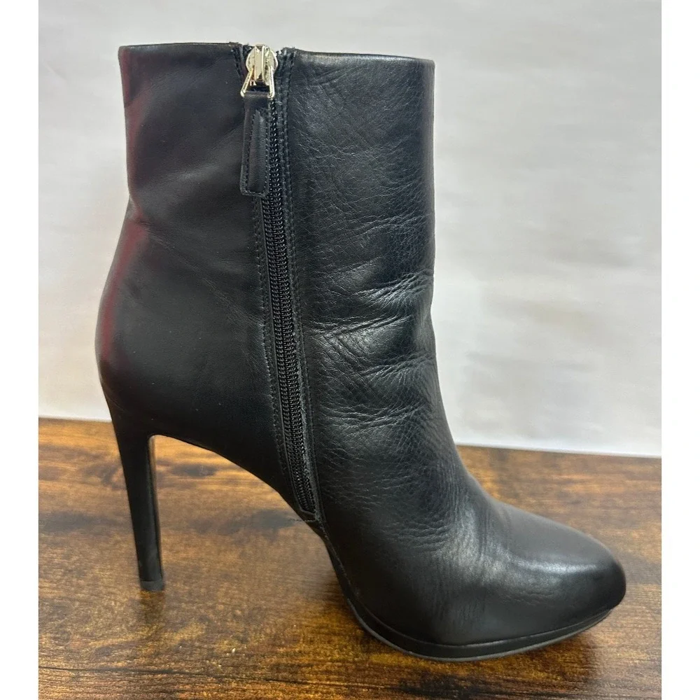 Nine West Quanette Platform Leather Booties Black Ankle Boots High Stiletto 11 M - Picture 3 of 12